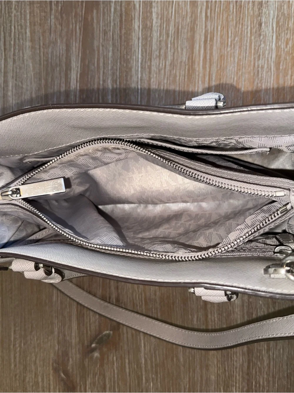 Michael Kors Women's Saffiano Leather Satchel Handbag - Grey